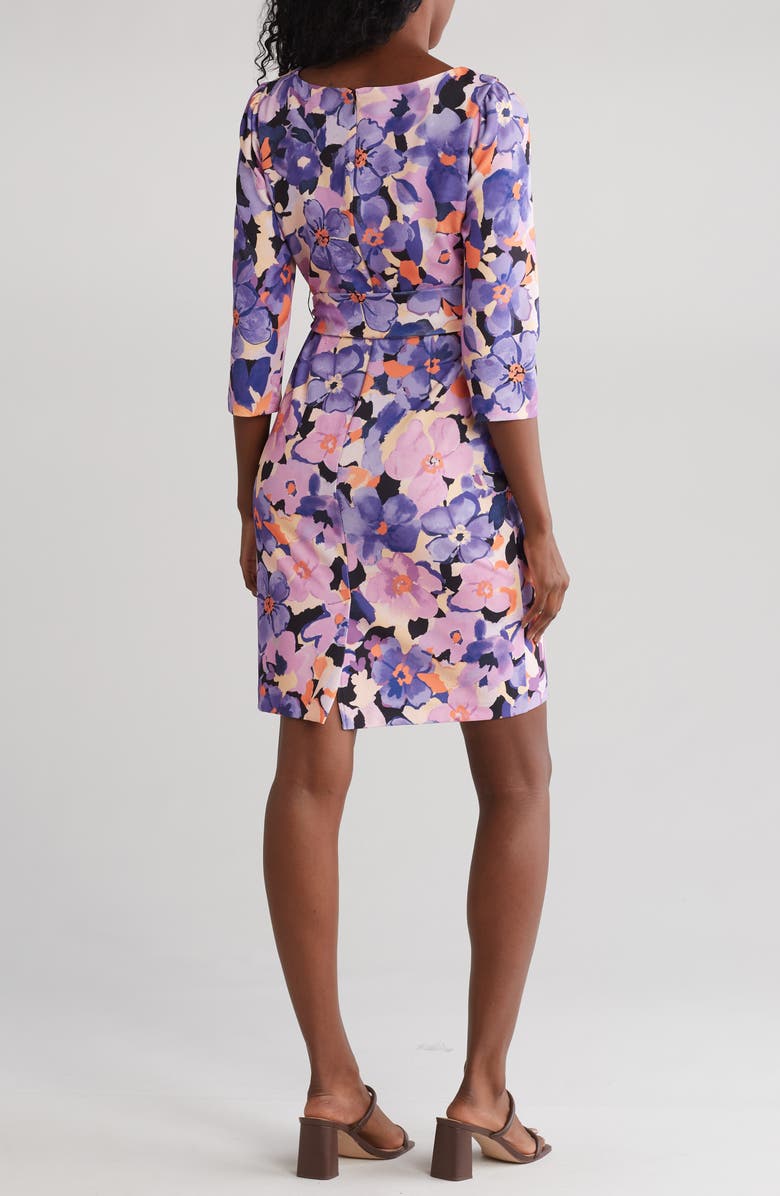 tahari asl tie neck midi dress
