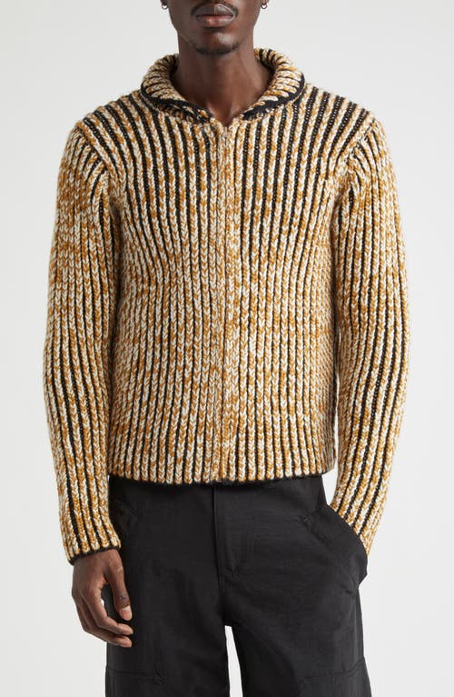 Eckhaus Latta Chalet Wool Zip Cardigan in Spice 