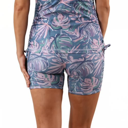 Uv Skinz Reversible Active Swim Shorts In Pastel Palms/moon Dust