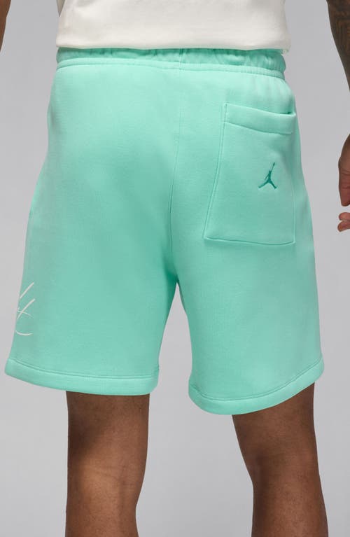 Shop Jordan Fleece Sweat Shorts In Emerald Rise/white