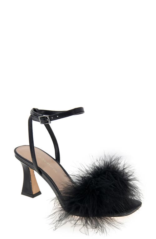 Relby Faux Feather Sandal in Black