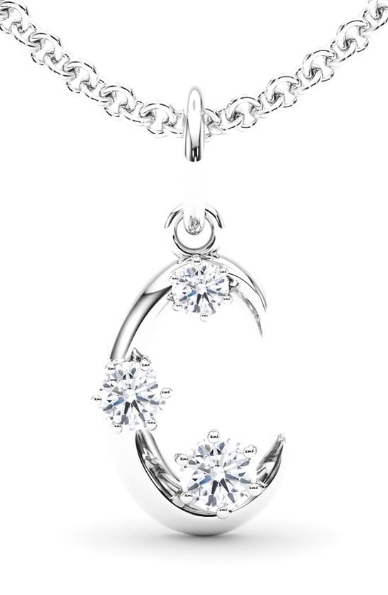 Hautecarat Graduated Lab-created Diamond Initial Letter Pendant Necklace In C - 18k White Gold