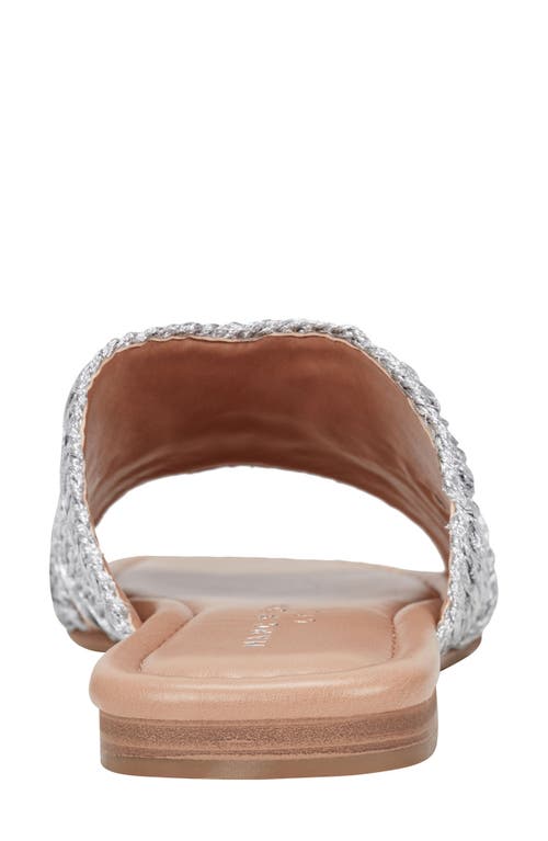 Shop Marc Fisher Ltd Narda Raffia Slide Sandal In Metallic Silver