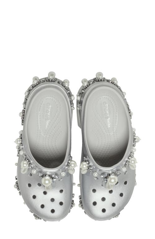 Crocs X Simone Rocha Spiked Siren Platform Clog In Metallic Silver