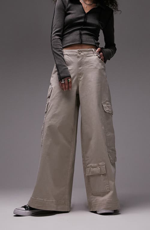Topshop Oversize Skate Cargo Trousers in Stone at Nordstrom, Size 4 Us