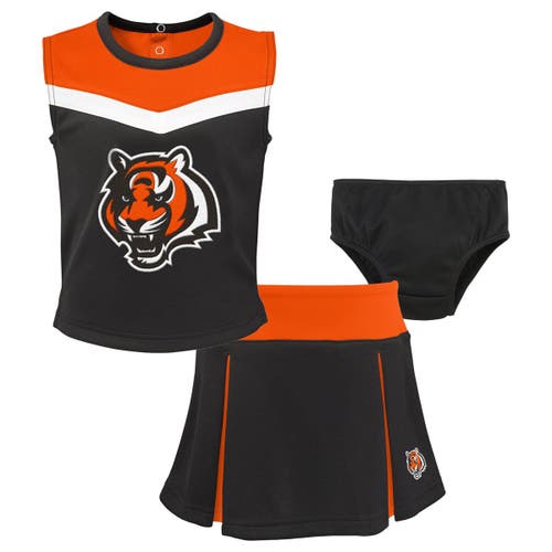 Outerstuff Girls Toddler Black Cincinnati Bengals Spirit Cheer Two-piece Cheerleader Set With Bloome