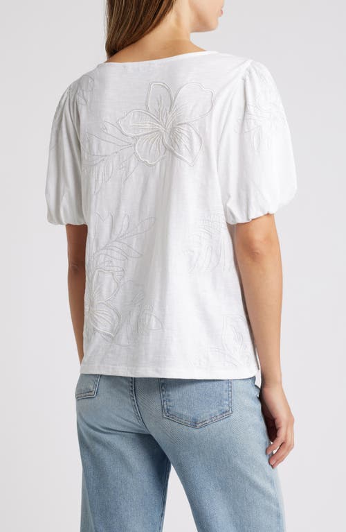 Shop Tommy Bahama Hibiscus Embroidered Organic Cotton Top In White