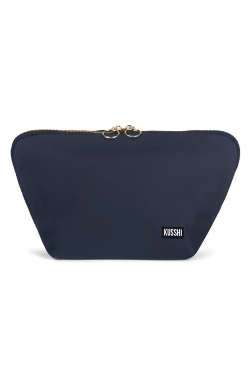 KUSSHI Vacationer Makeup Bag in Classic Navy/Pink