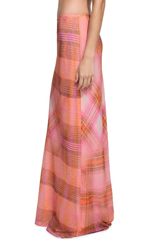 Shop Mango Plaid Maxi Skirt In Orange