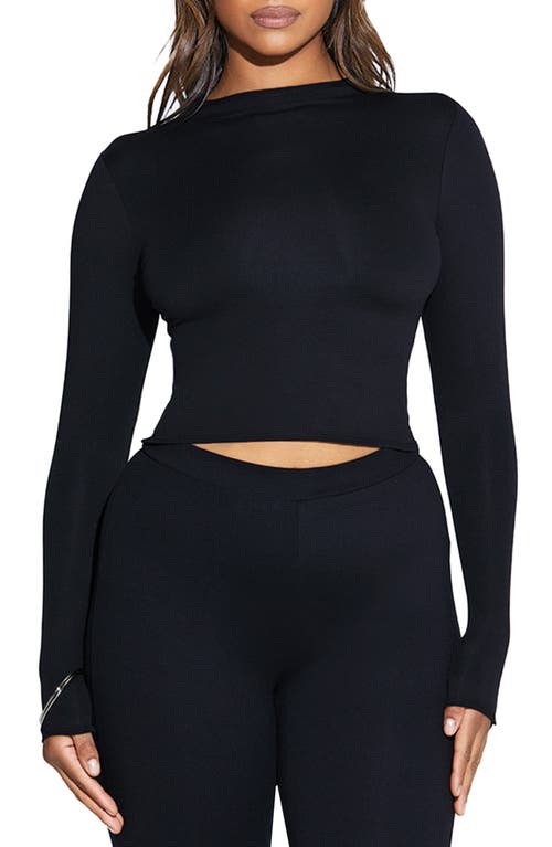 Naked Wardrobe Suede Feels Crop Top in Black