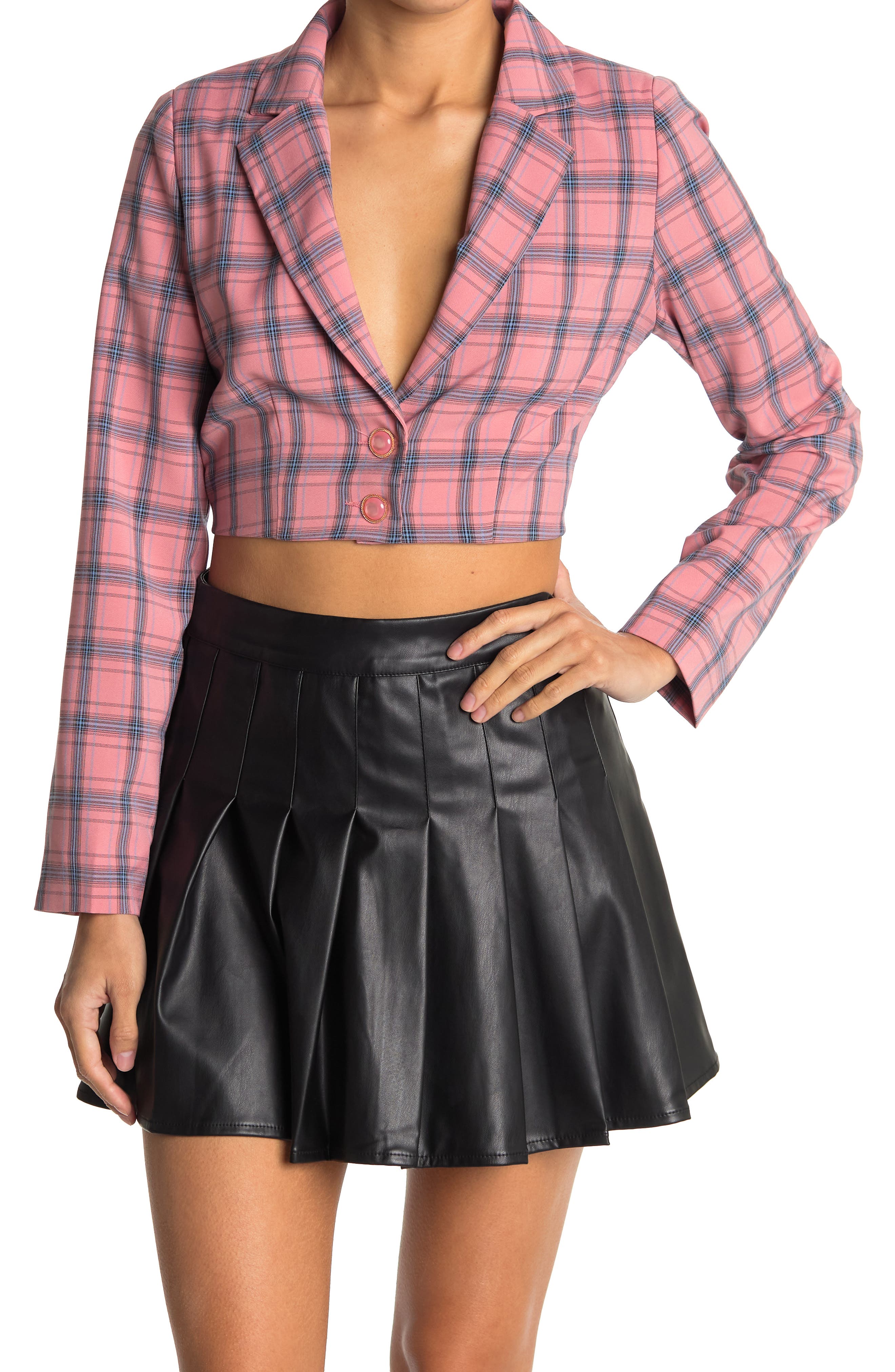 plaid cropped jacket