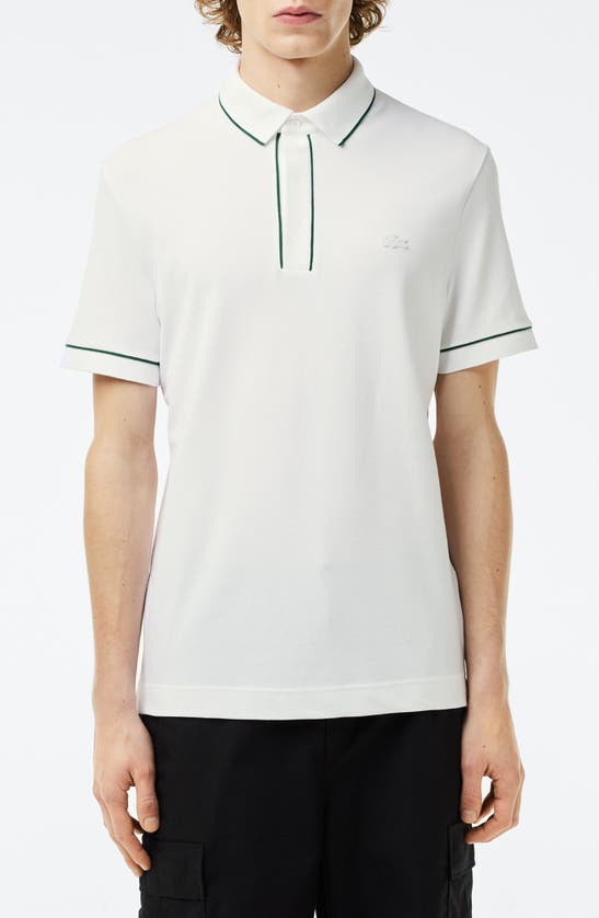 Shop Lacoste Regular Fit Tipped Piqué Polo In 001 Blanc