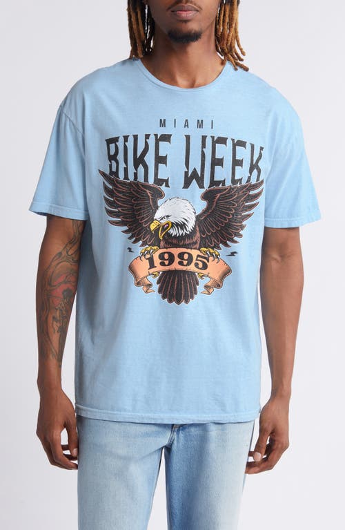 Miami Bike Week Cotton Graphic T-Shirt in Blue Pigment
