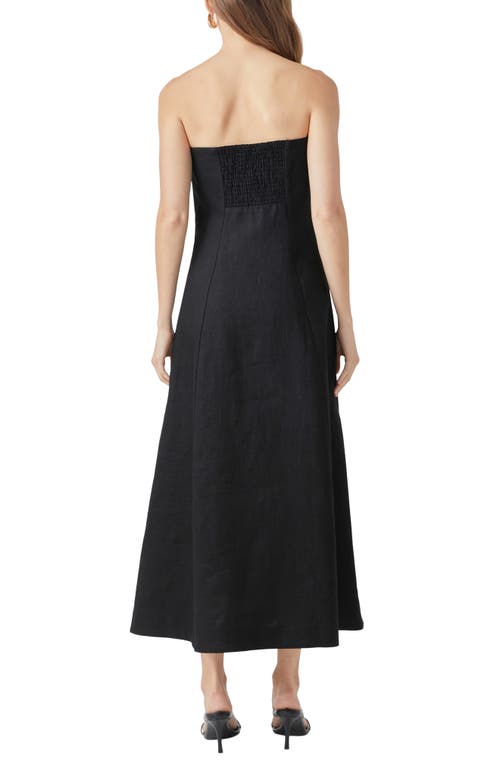 Shop Endless Rose Strapless Linen Dress In Black