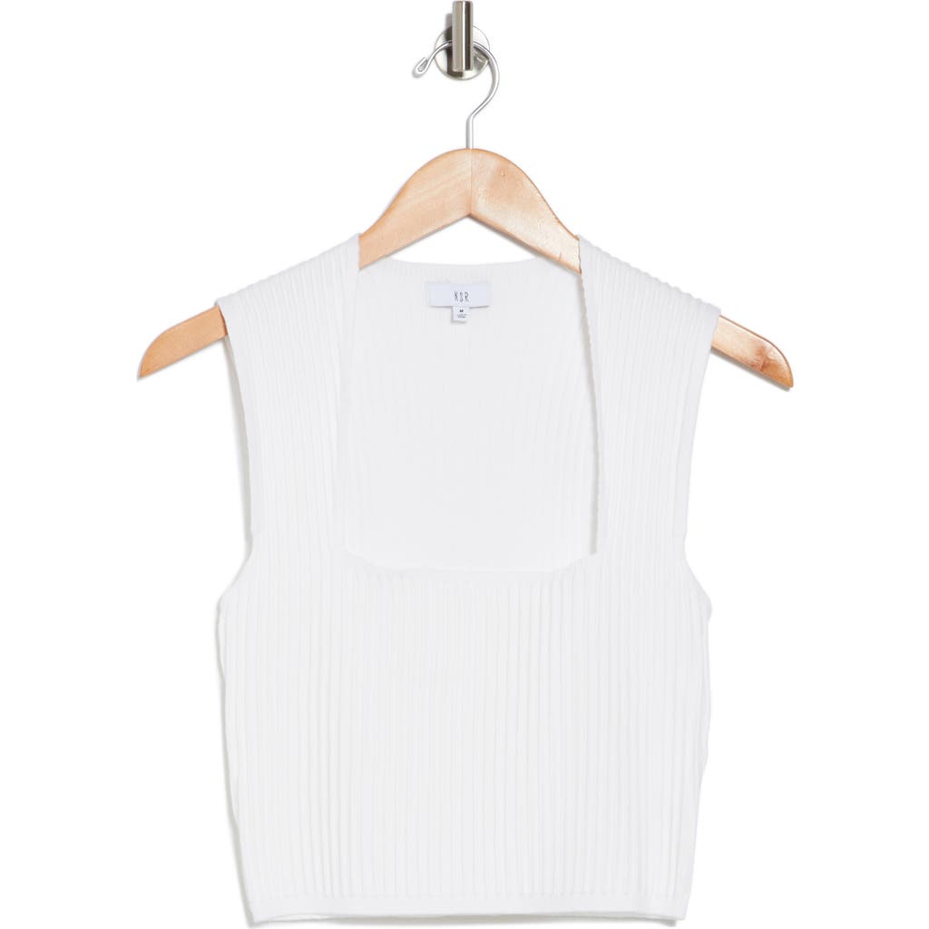 Nsr Square Neck Sleeveless Knit Top In White