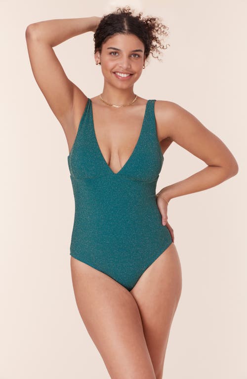 Shop Andie The Augustine Metallic One-piece Swimsuit In Ceramic