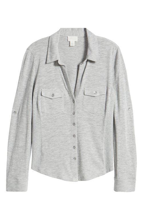 Shop Caslonr Caslon(r) Roll Tab Knit Shirt In Grey Heather