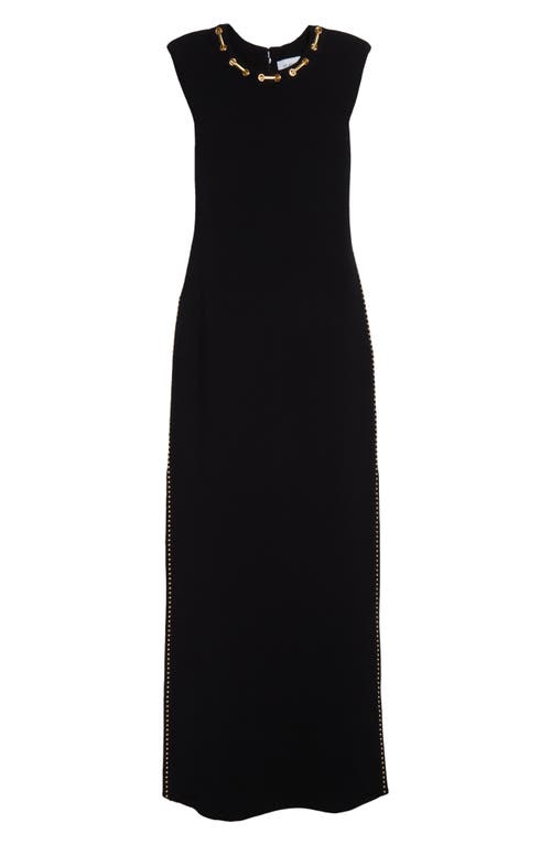 Shop St John St. John Collection Chain Embellished Milano Stitch Dress In Black