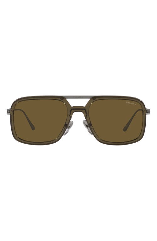 Prada 55mm Polarized Square Sunglasses in Dark Brown at Nordstrom