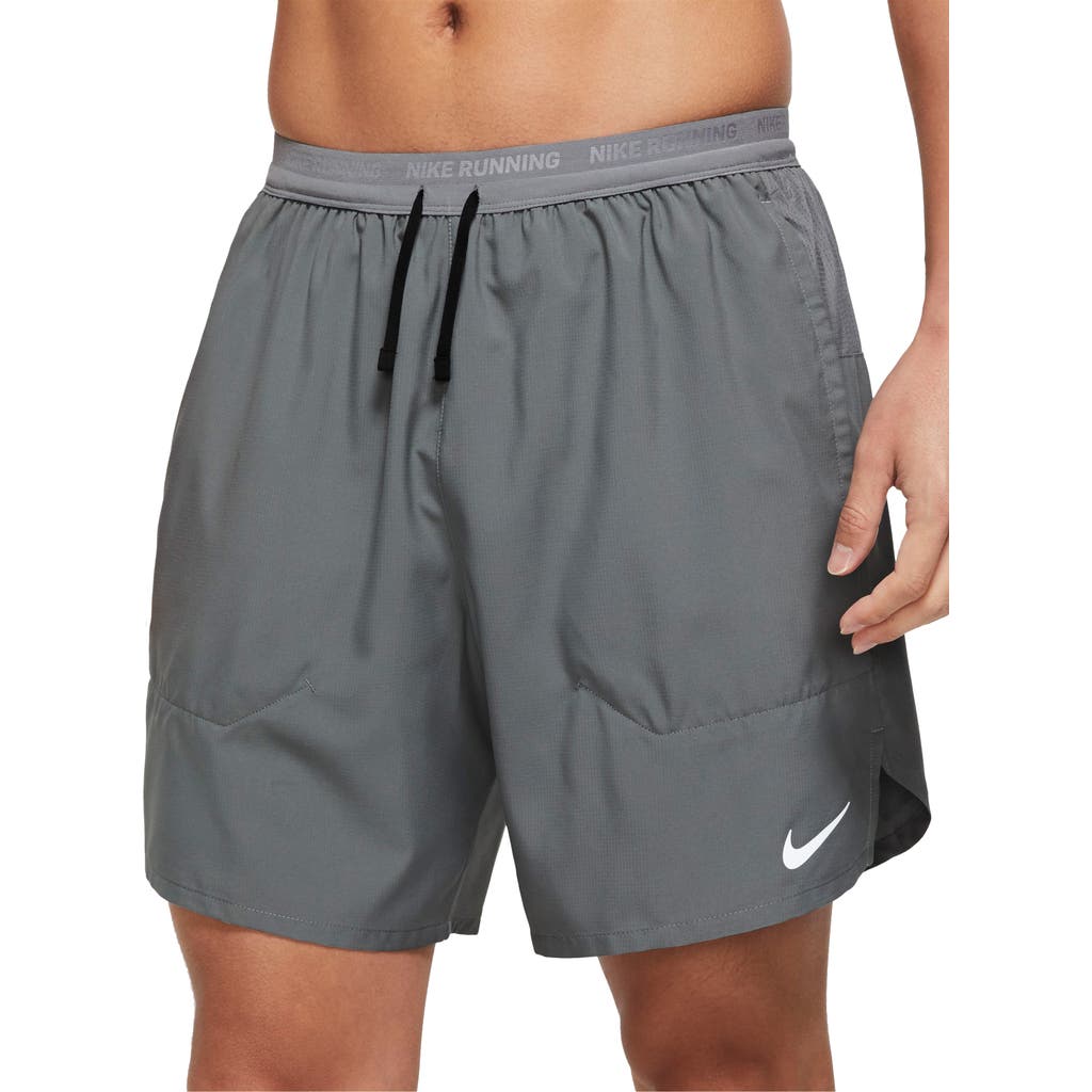 Nike Dri-fit Stride 2-in-1 Running Shorts In Smoke Grey/silver