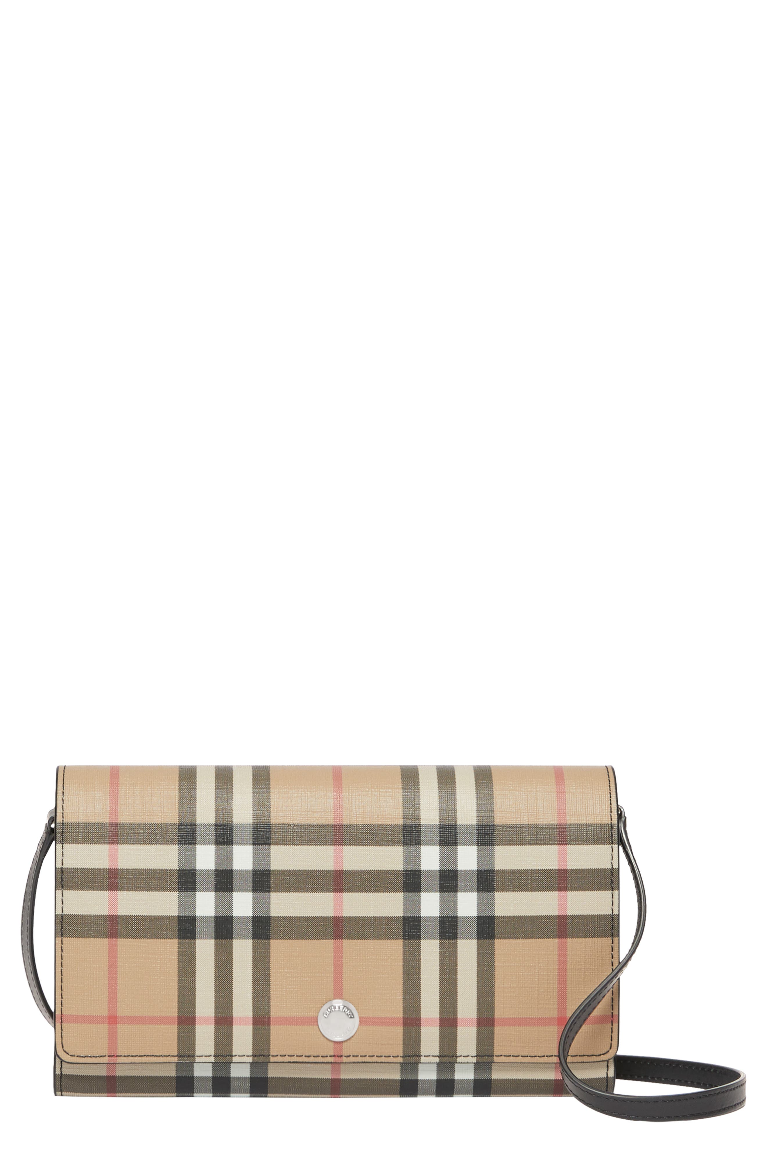 burberry vintage check wallet on chain black