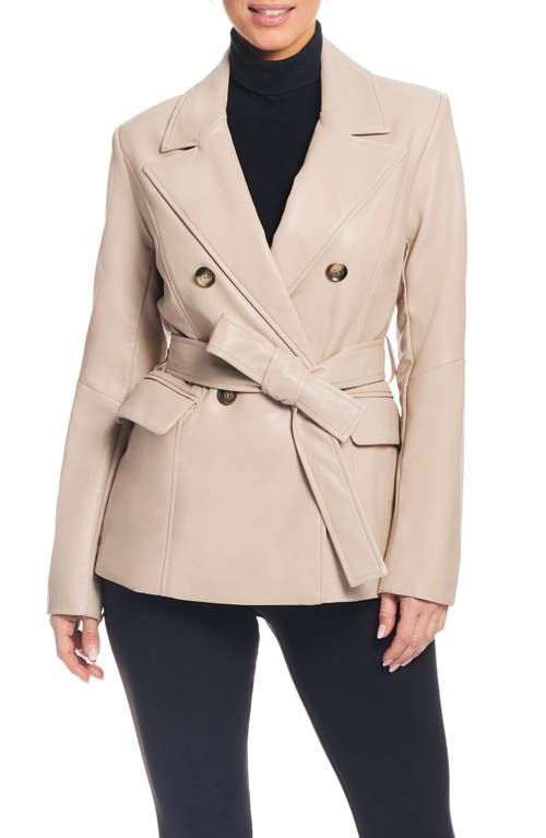 Sanctuary Belted Faux Leather Blazer in Sawdust at Nordstrom, Size Medium
