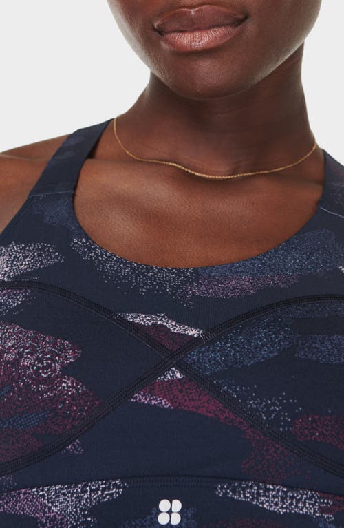 Sweaty Betty Power Medium Support Sports Bra In Blue Spray Camo Print