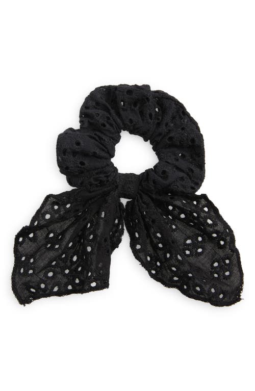 Capelli New York Kids' Embroidered Twisted Scrunchie in Black