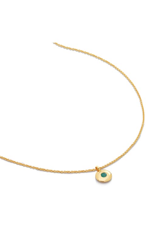 Shop Monica Vinader May Birthstone Emerald Pendant Necklace In 18k Gold Vermeil/may