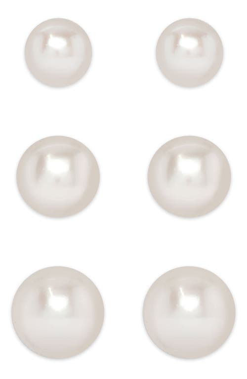 Lily Nily 3-Pair Pearl Stud Earrings in Silver at Nordstrom