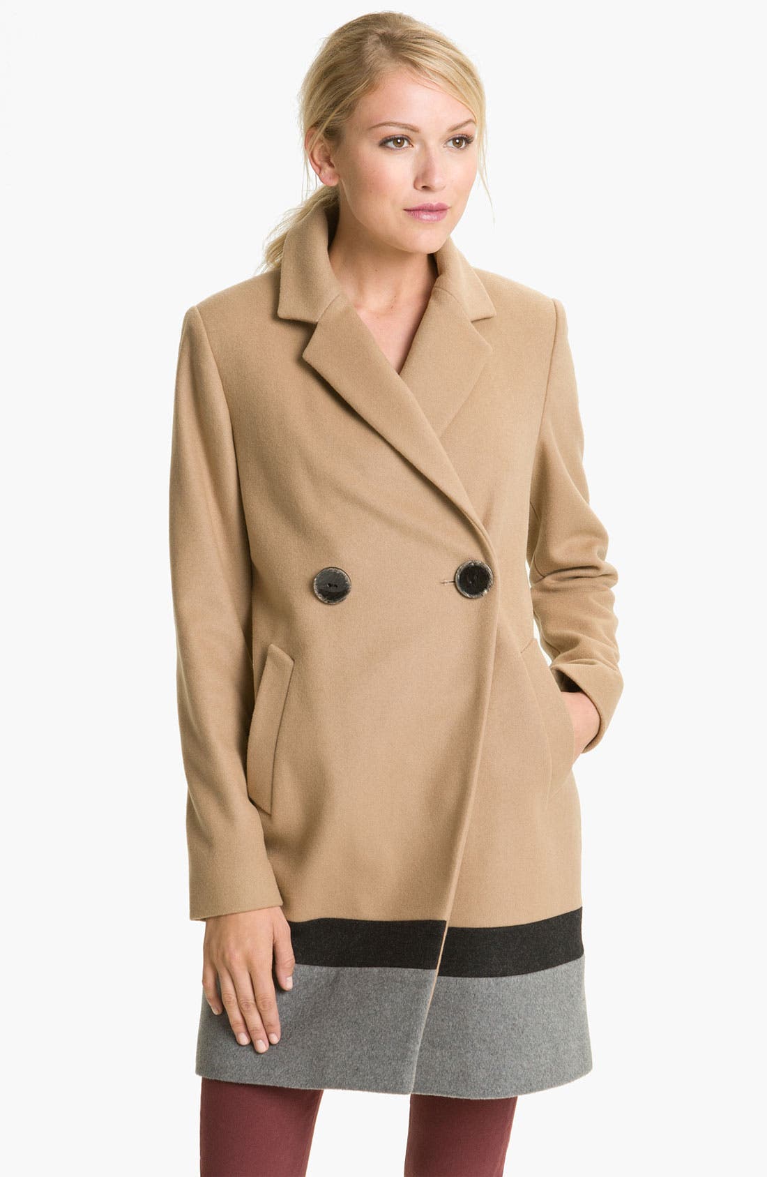 Vince Camuto Colorblocked Wool Blend Coat Nordstrom