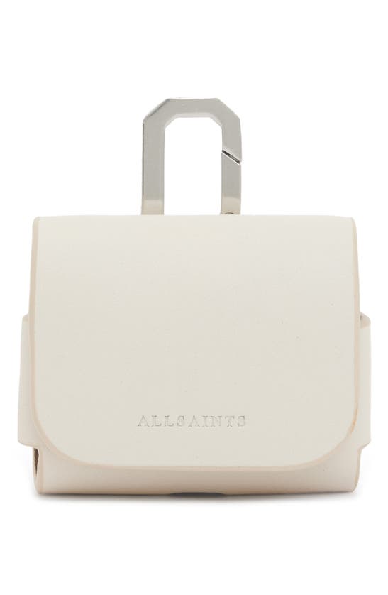 Shop Allsaints Leather Airpod Case In Desert White