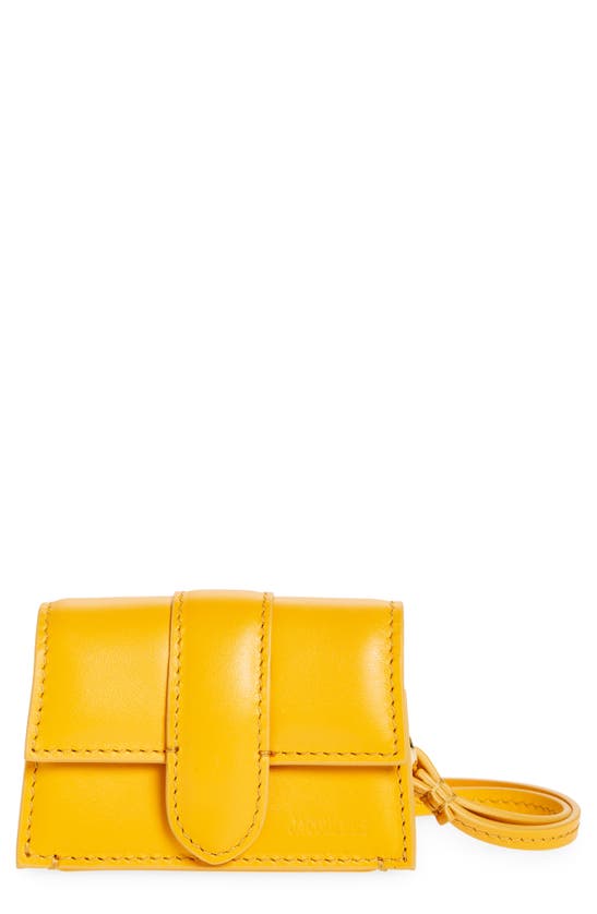 Jacquemus Le Porte Bambino Leather Airpods Case In Yellow