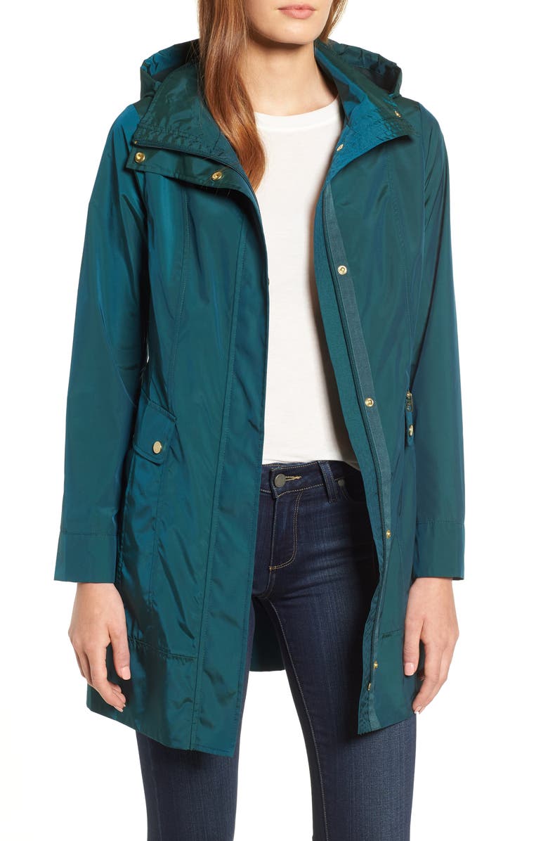 Cole Haan Signature Back Bow Packable Hooded Raincoat (Petite) | Nordstrom