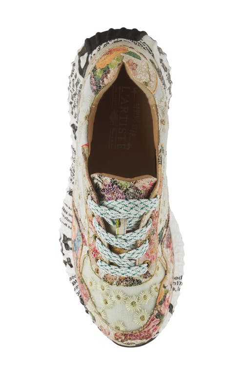 L'artiste By Spring Step Daisymae Sneaker In Beige Multi