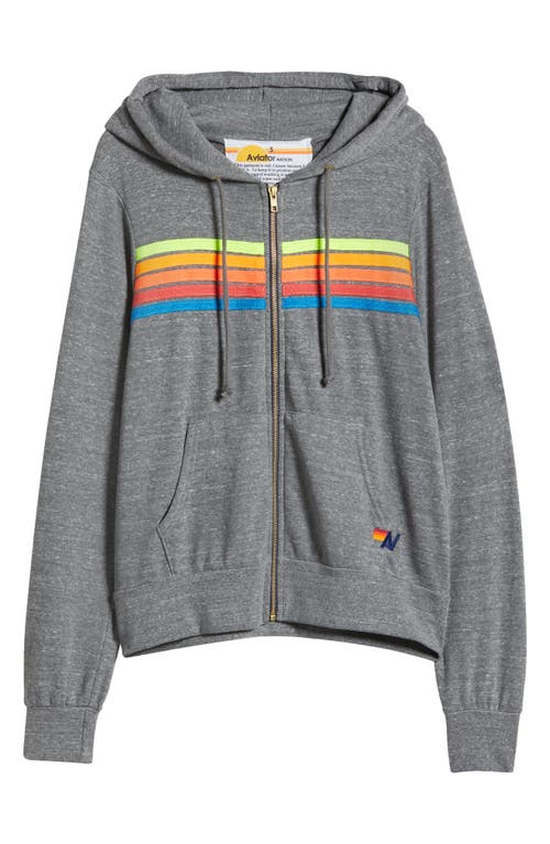 Shop Aviator Nation 5-stripe Zip Hoodie In Heather/neon Rainbow