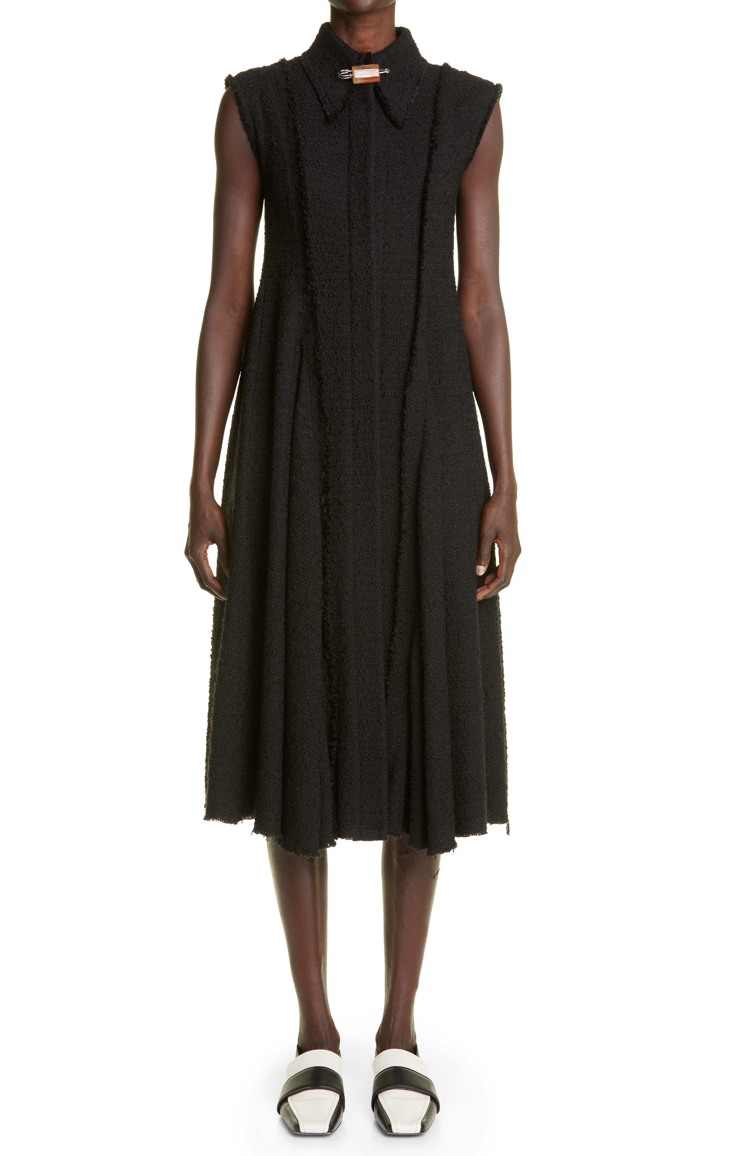 Proenza Schouler Raw Edge Sleeveless Boucle Dress in Black at Nordstrom, Size 4