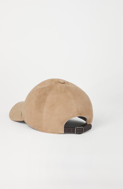 Shop Brunello Cucinelli Suede Baseball Cap In Light Brown