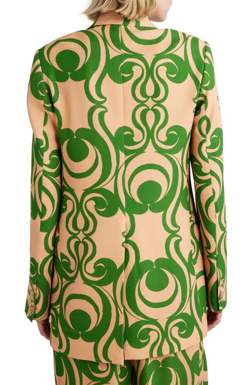 Shop Dries Van Noten Swirl Print One-button Blazer In Green