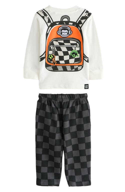 Next Kids' Check Cotton T-shirt Shirt & Pants Set In White