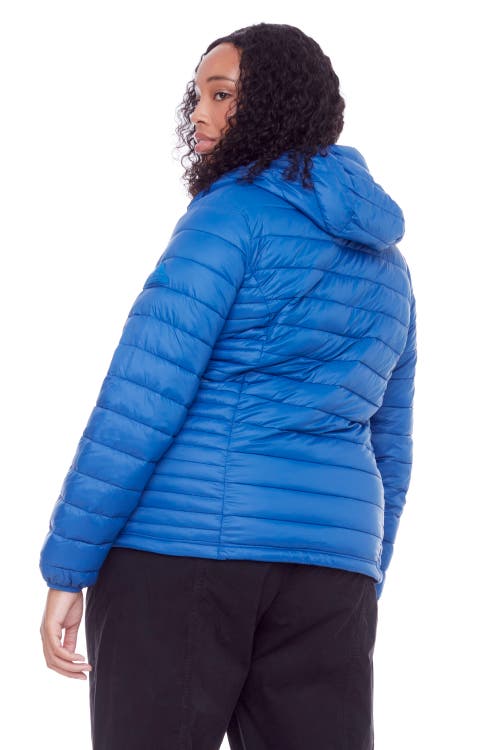 Alpine North Plus Size Yoho Lightweight Packable Puffer Jacket & Bag In Cobalt