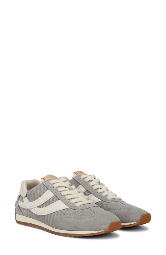 Vince Oasis Mixed Leather Retro Sneakers In Fog Grey
