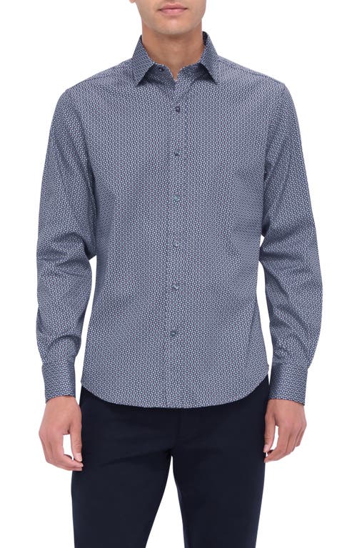 Bugatchi Julian Shaped Fit Print Button-Up Shirt in Lilac 