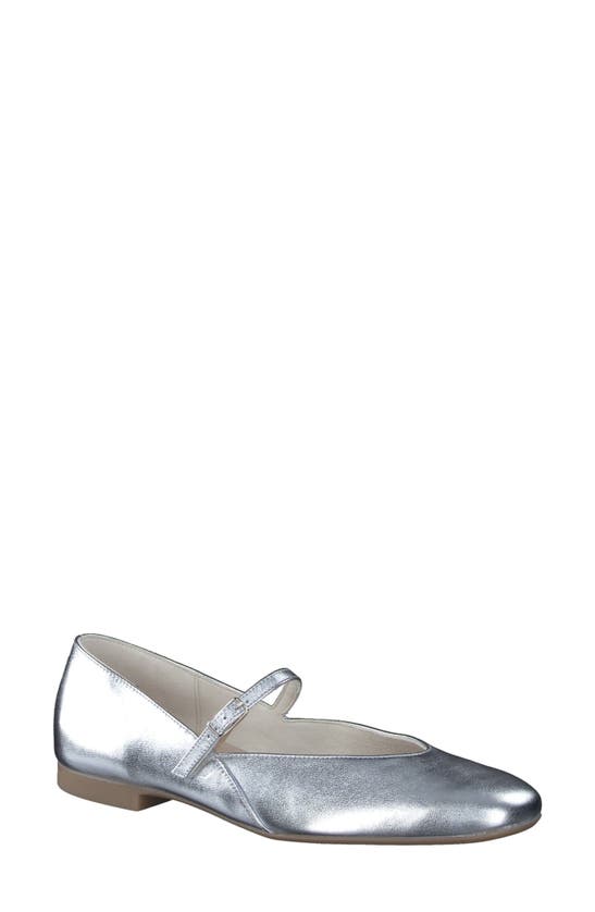 Shop Paul Green Vanna Pointed Toe Mary Jane Flat In Alu Metallic Nappa