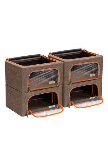 Sorbus 4-pack Foldable Storage Boxes. In Brown