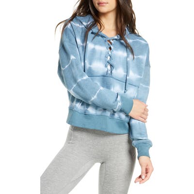 Free People Fp Movement Tie Dye Believer Lace-Up Hoodie, Blue/green