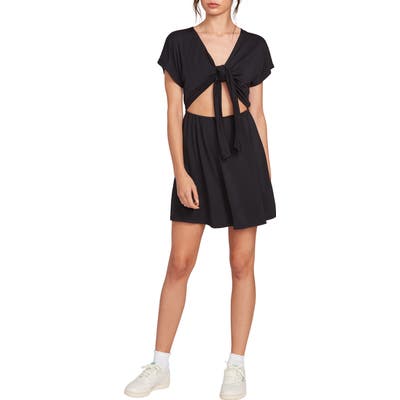 Volcom X Coco Ho Tie Front Minidress, Black