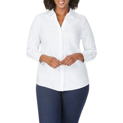 Plus Size Foxcroft Chrissy Non-Iron Shirt, White
