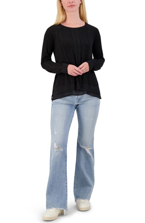 LUCKY BRAND LUCKY BRAND MIXED MEDIA LUREX CREW SWEATER 