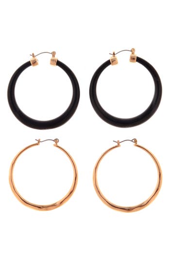 Shop Zaxie By Stefanie Taylor Set Of 2 Hoop Earrings In Gold